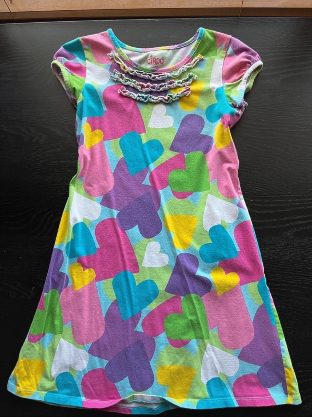 Colorful Circo Heart Print Ruffle Dress